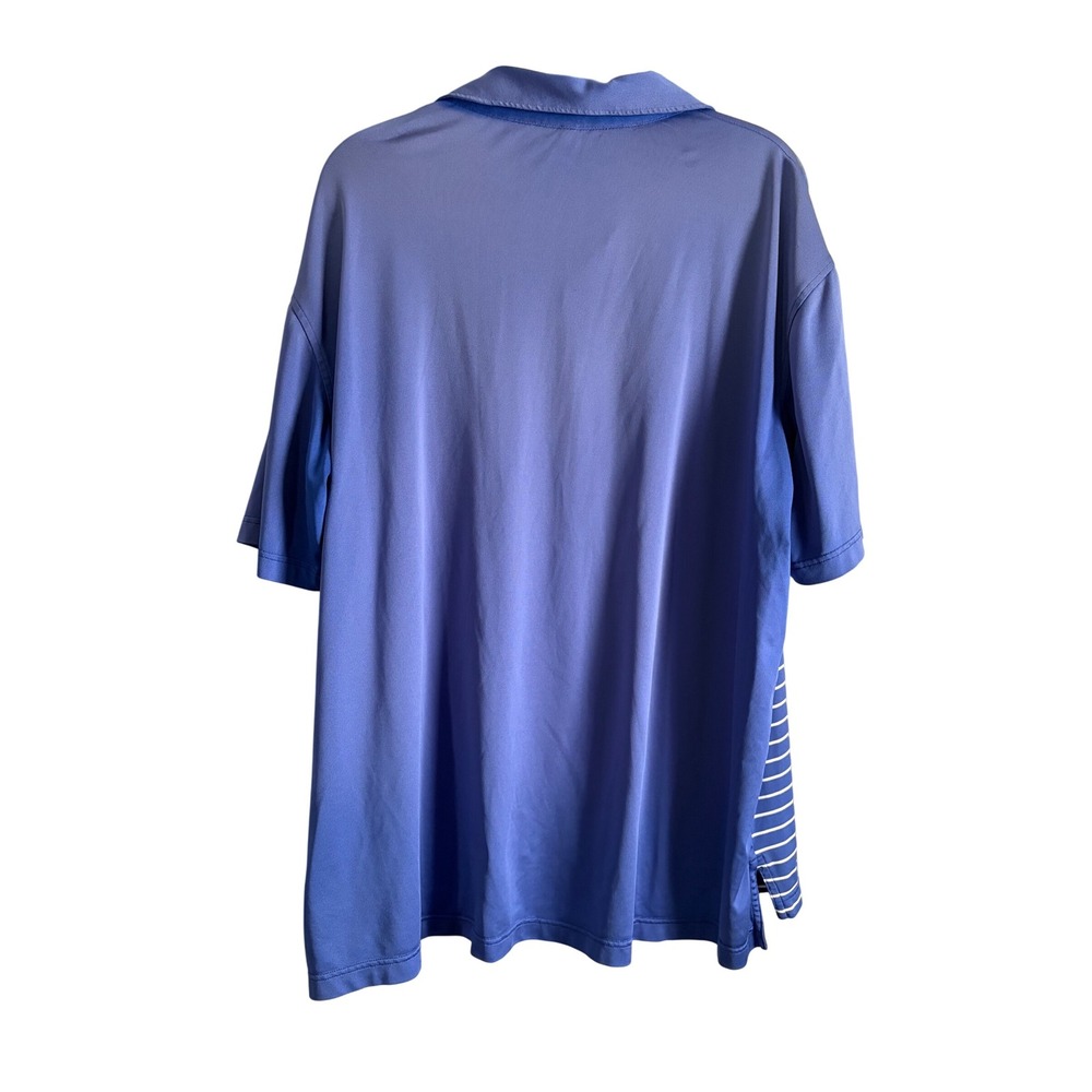 Peter Millar Summer Comfort Mens Polo‎ Shirt XL Blue Elephant Stripe Golf Casual - Picture 2 of 3
